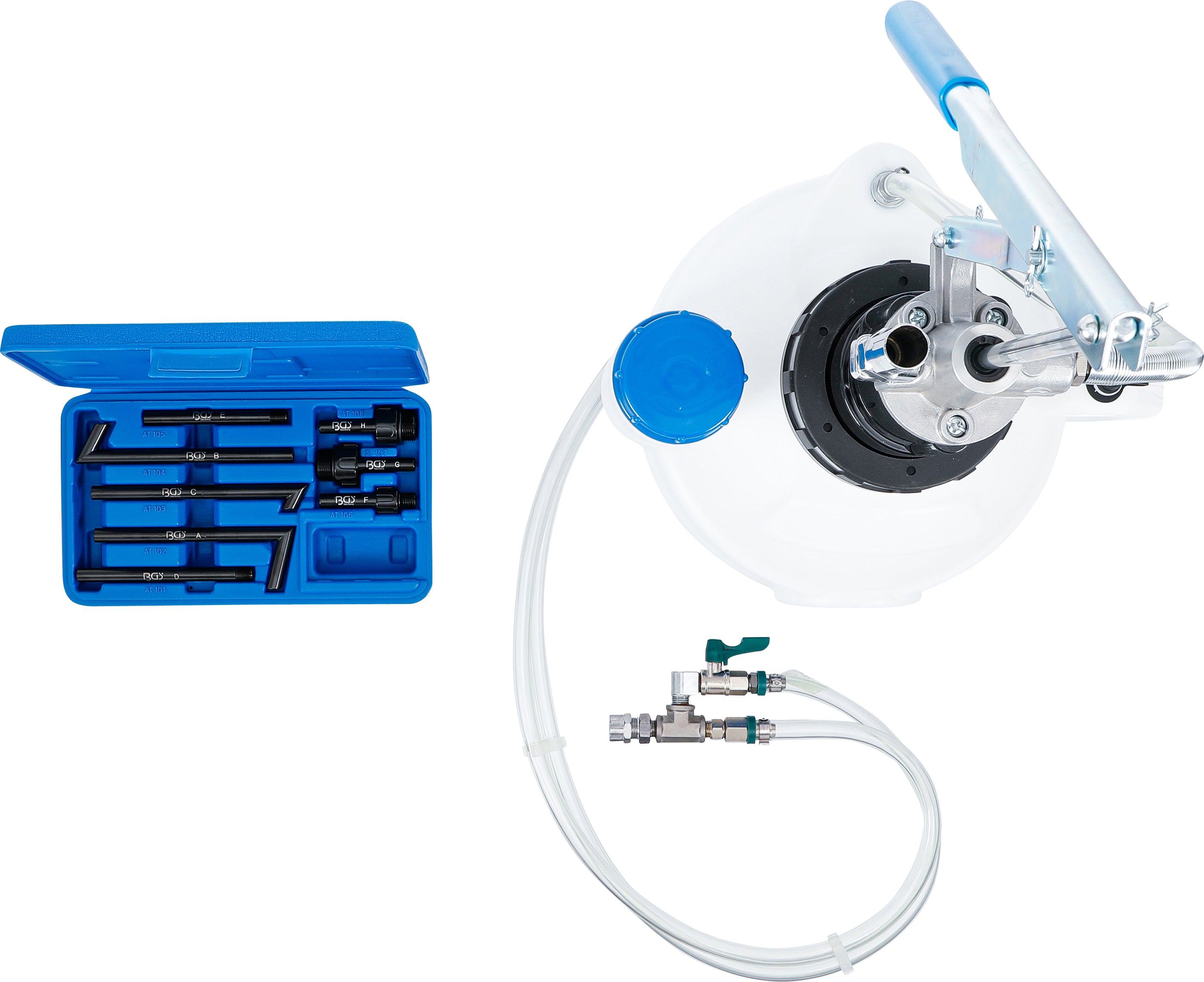 Getriebeöl-Befüllgerät mit Handpumpe | mit Rücklaufsystem | mit 8 Adaptern | 7 l
